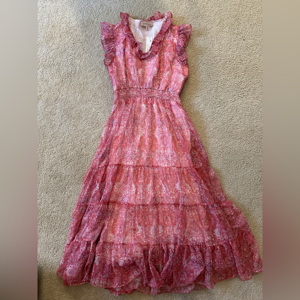 Philosophy pink floral midi dress size Medium